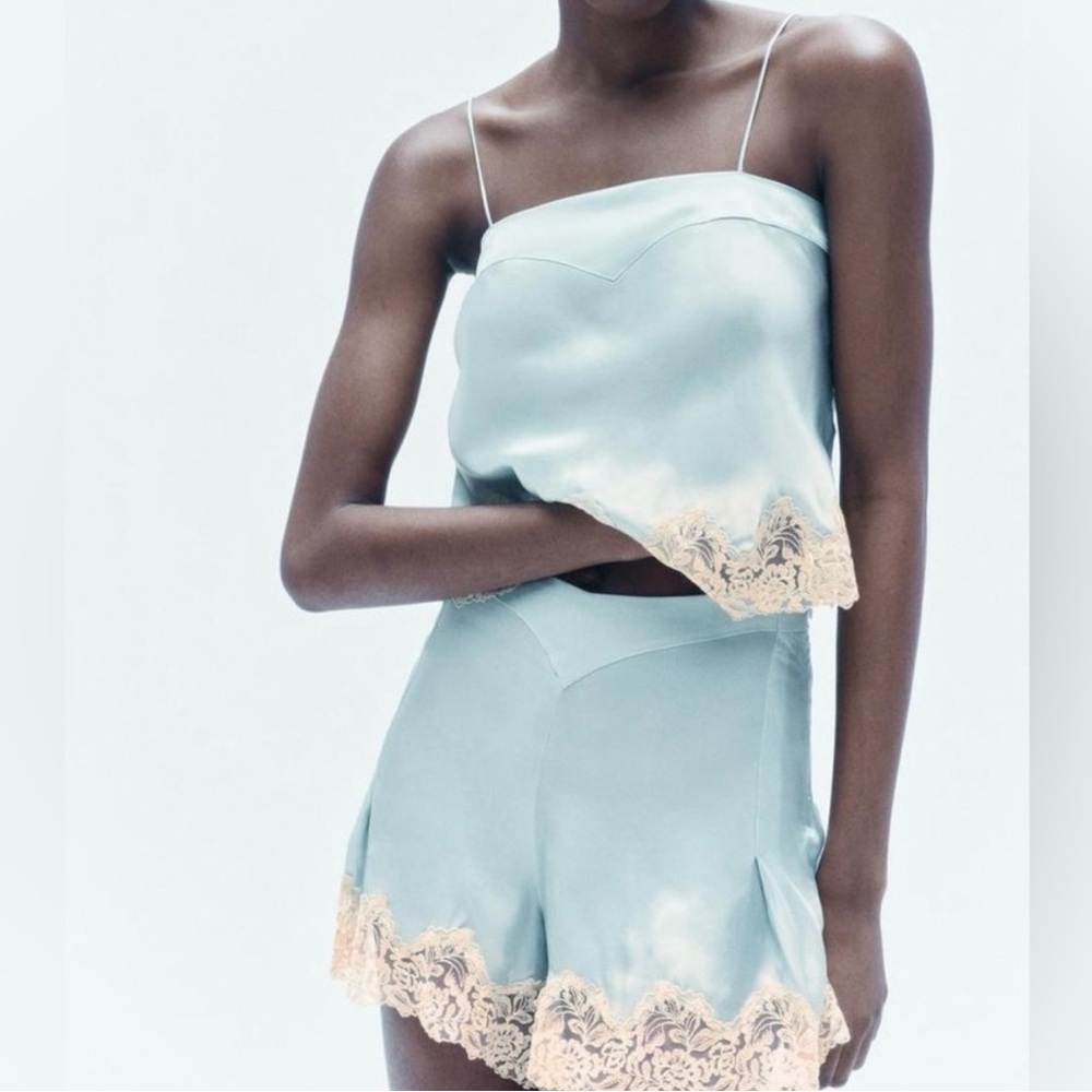NWT Zara Lace Satin Effect Shorts size M